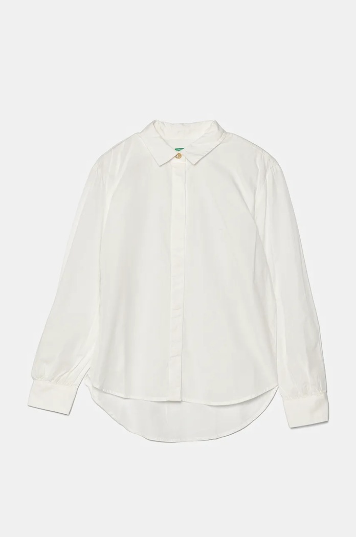 Детская хлопковая рубашка United Colors of Benetton длинный белый 5RHDCQ03O.G.Seasonal