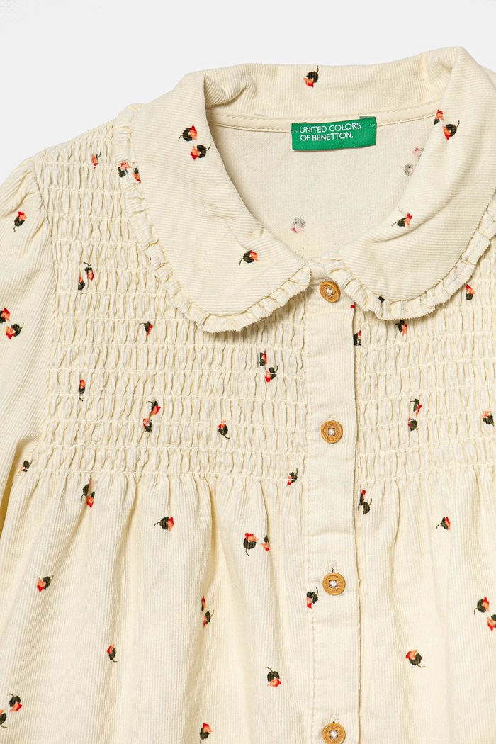 Dievča Detská manšestrová košeľa United Colors of Benetton 50CYGQ02A.P.Seasonal béžová