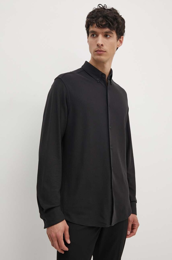 Bavlněná košile Calvin Klein hladký černá K10K113311
