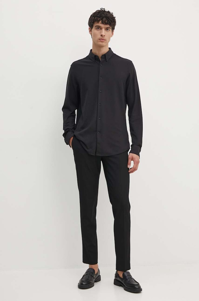 Bavlněná košile Calvin Klein K10K113311 černá AW24