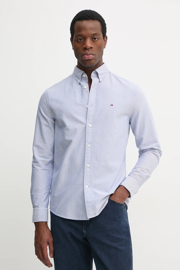 Bavlnená košeľa Tommy Hilfiger modrá MW0MW35774