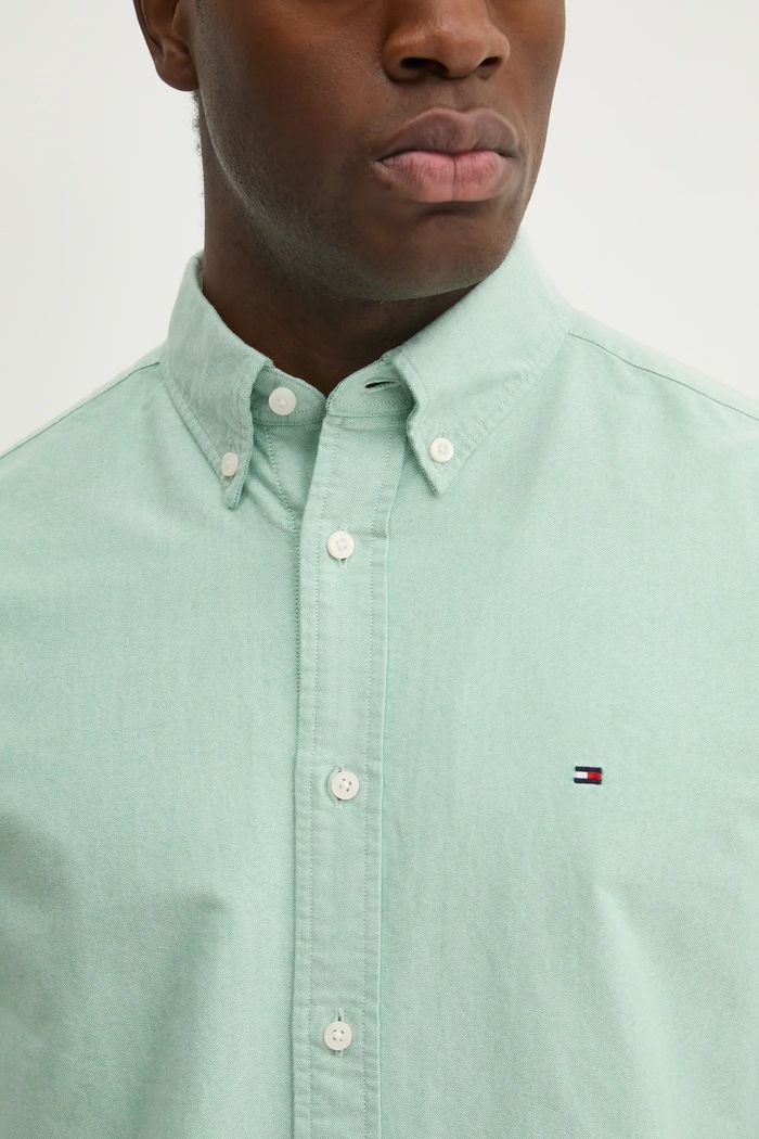 Bavlnená košeľa Tommy Hilfiger MW0MW35774 zelená
