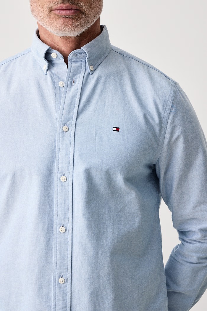 Koszula męska bawełniana Tommy Hilfiger MW0MW35774 niebieski