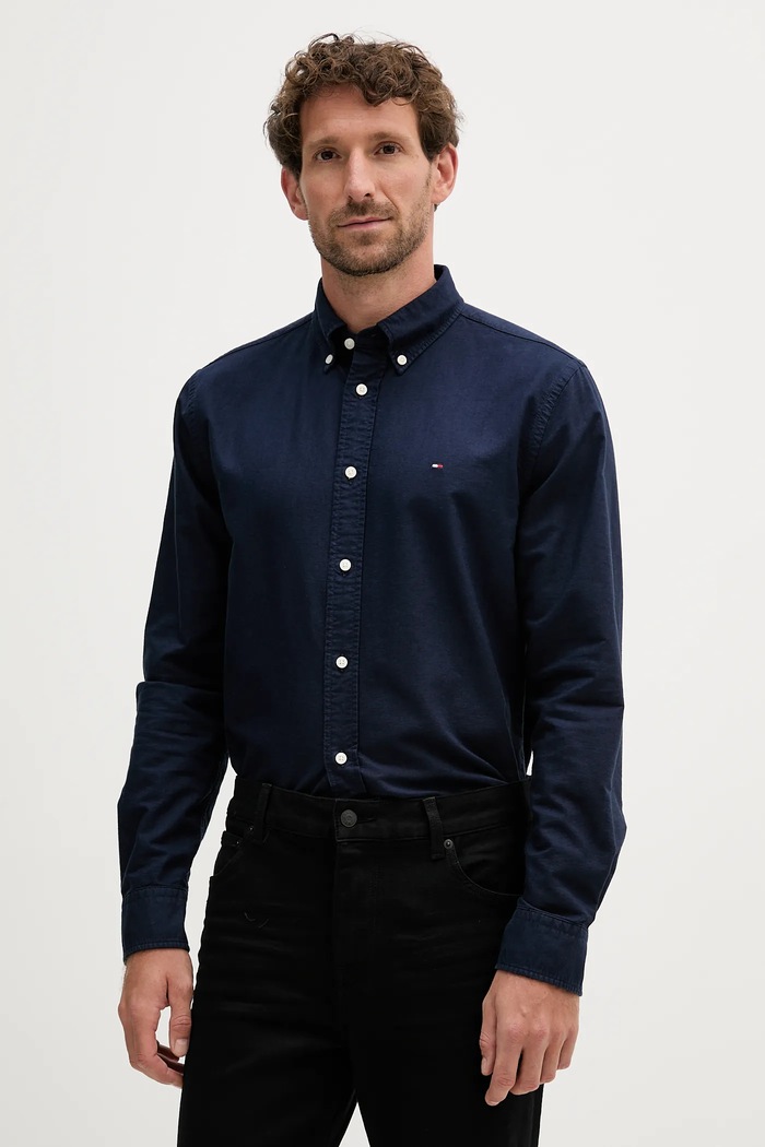Tommy Hilfiger koszula bawełniana granatowy MW0MW35774