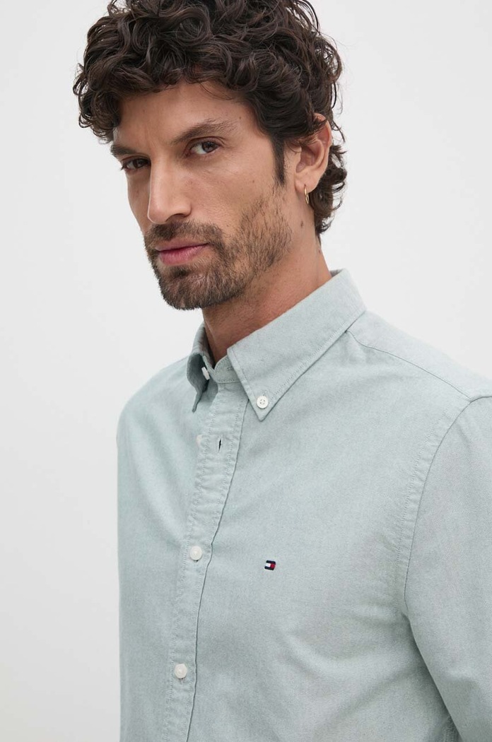 Tommy Hilfiger camasa din bumbac MW0MW35774 verde