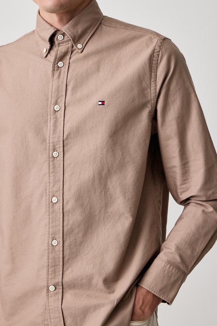 Koszula męska bawełniana Tommy Hilfiger MW0MW35774 beżowy