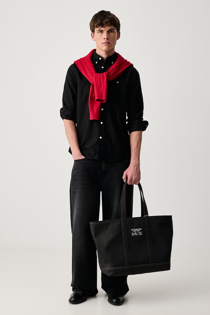 Tommy Hilfiger Koszula męska bawełniana MW0MW35774 czarny SS26