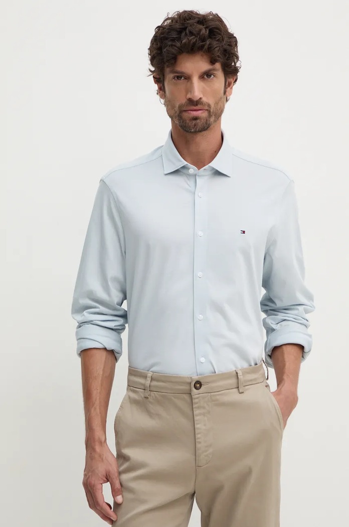 Bavlněná košile Tommy Hilfiger slim modrá MW0MW35805