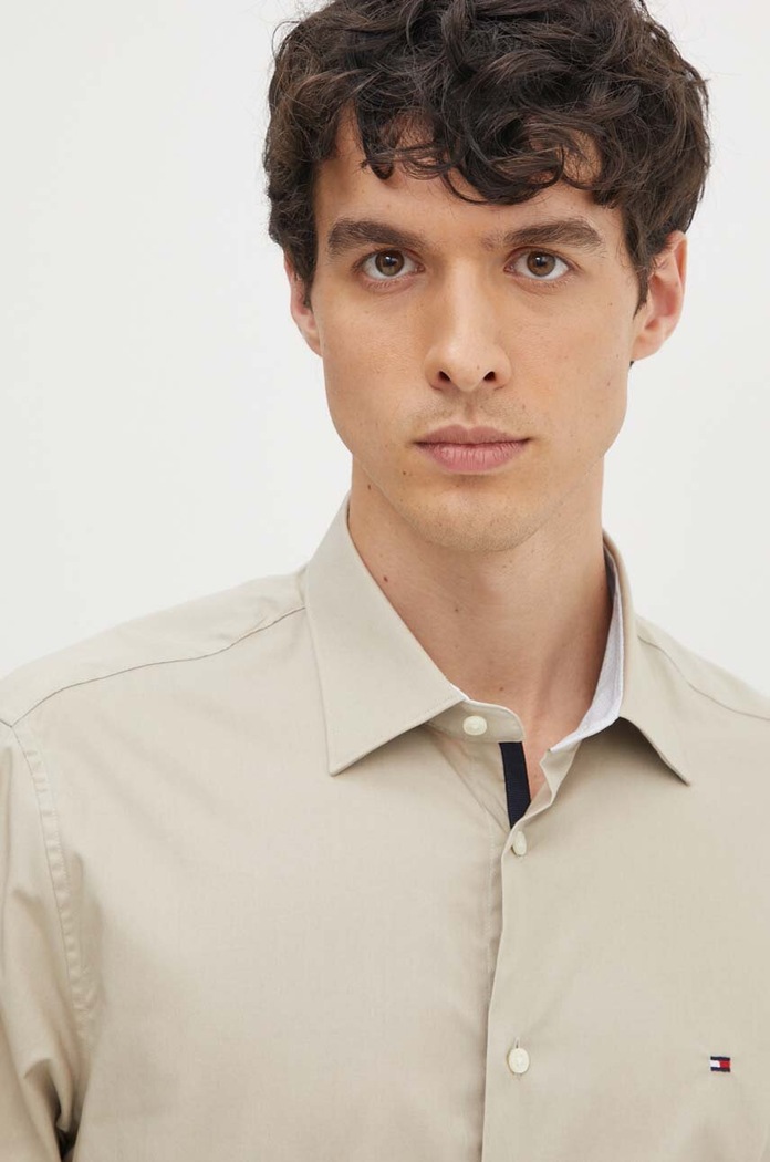 Tommy Hilfiger koszula bawełniana beżowy MW0MW35810
