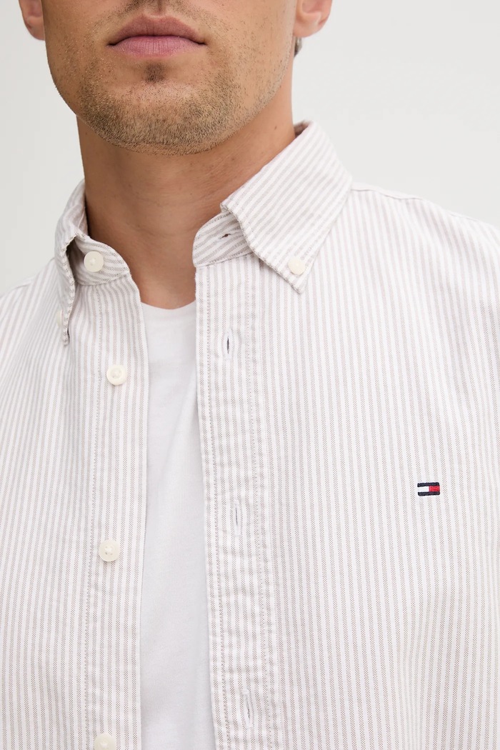 Tommy Hilfiger cămașă din bumbac MW0MW36238 bej