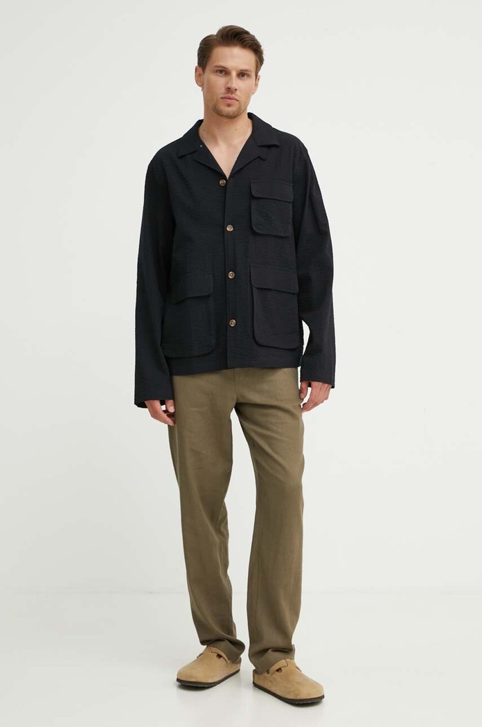 Les Deux koszula bawełniana LDM640096 czarny AW24