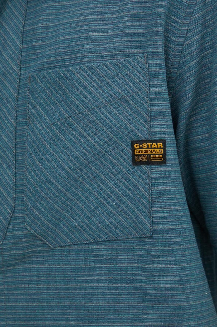 Lněná košile G-Star D24299.D533 tyrkysová AW24