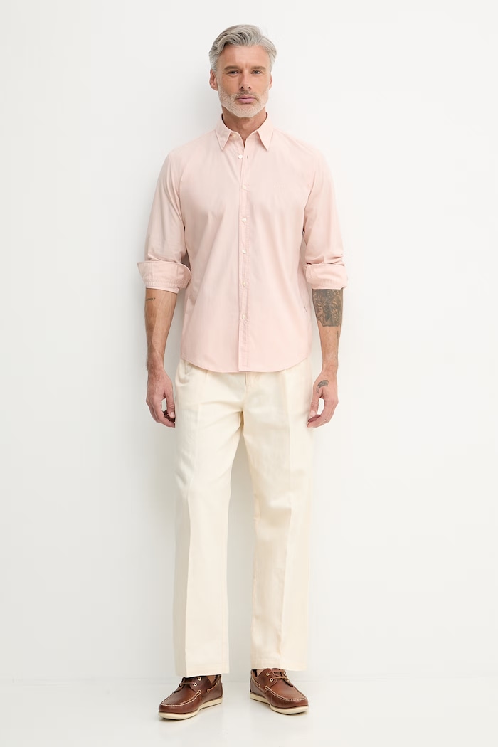 BOSS Orange риза мъжка от памук Relegant_6_M 50518304 розов SS26