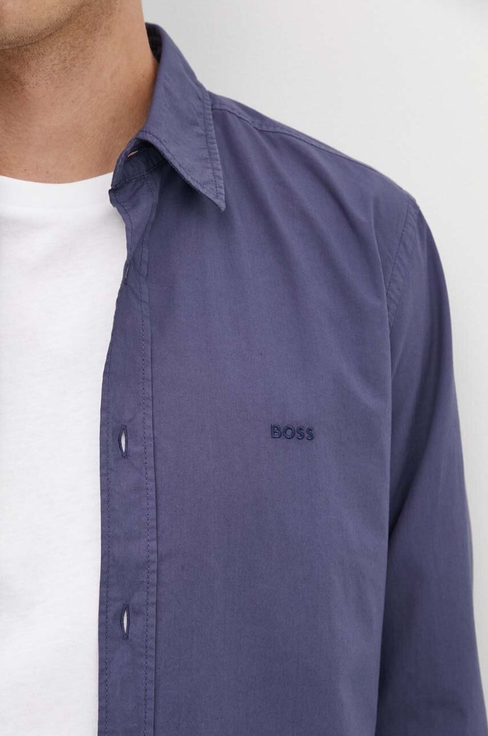 Oblečení BOSS Orange košile pánská bavlněná Relegant_6_M 50518304 námořnická modř