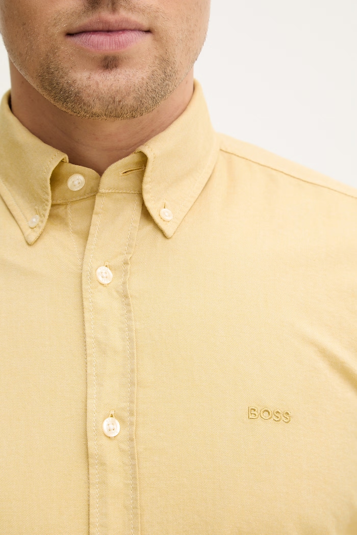 BOSS Orange cămașă din bumbac 50519707 galben