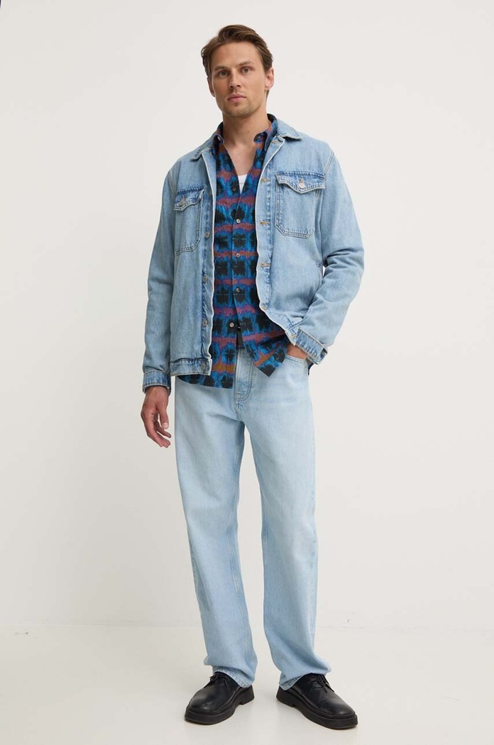 Ρούχα Βαμβακερό πουκάμισο PS Paul Smith M2R.149T.N22104 σκούρο μπλε