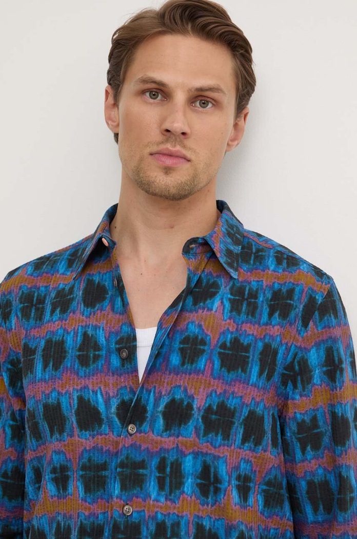 Βαμβακερό πουκάμισο PS Paul Smith M2R.149T.N22104 σκούρο μπλε