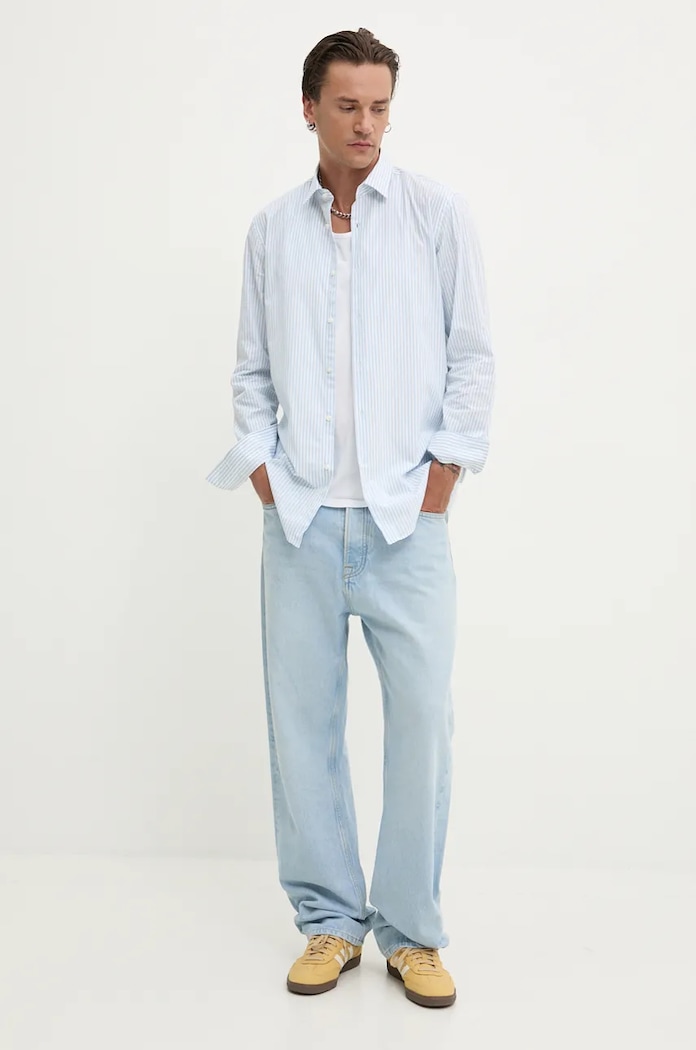 Βαμβακερό πουκάμισο HUGO 50520132 μπλε AW24