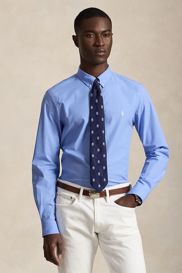 Polo Ralph Lauren koszula męska bawełniana z elastanem niebieski 710929348