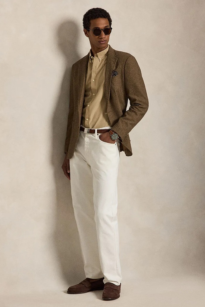 Odzież Polo Ralph Lauren koszula męska bawełniana z elastanem 710929348 beżowy