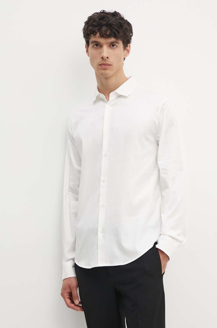 Košile Armani Exchange hladký béžová 6DZCL6.ZN10Z
