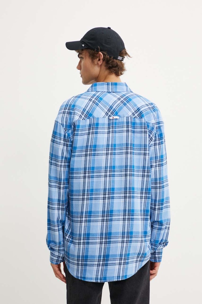 Pamučna košulja Tommy Jeans plava DM0DM19532