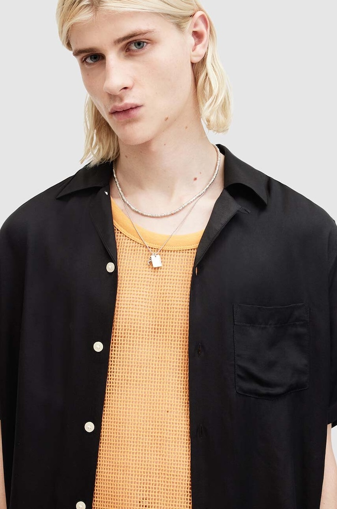 Košulja AllSaints SUNSMIRK SS M043SA crna AW24