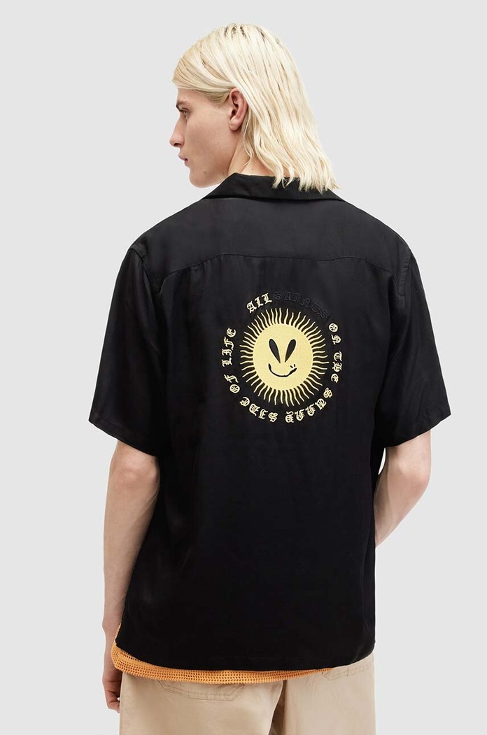 Košulja AllSaints SUNSMIRK SS crna M043SA