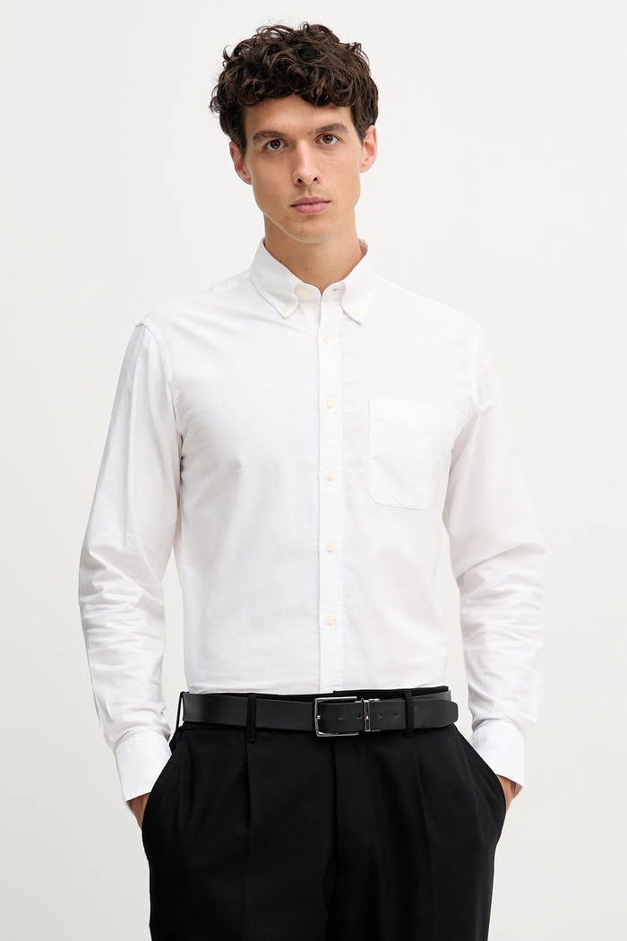 United Colors of Benetton koszula męska bawełniana bawełna biały 5FGBUQ04C