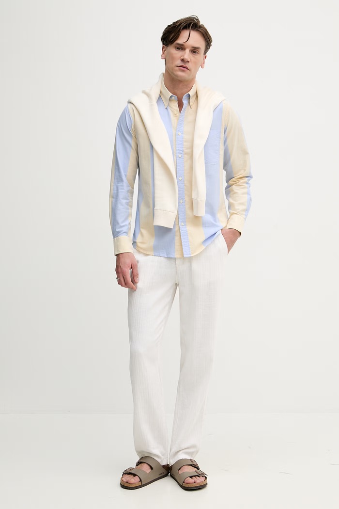 United Colors of Benetton srajca moška bombažna 5FGBUQ04C modra SS26