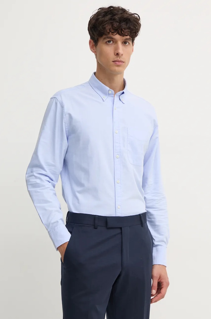 United Colors of Benetton koszula męska bawełniana bawełna niebieski 5FGBUQ04C