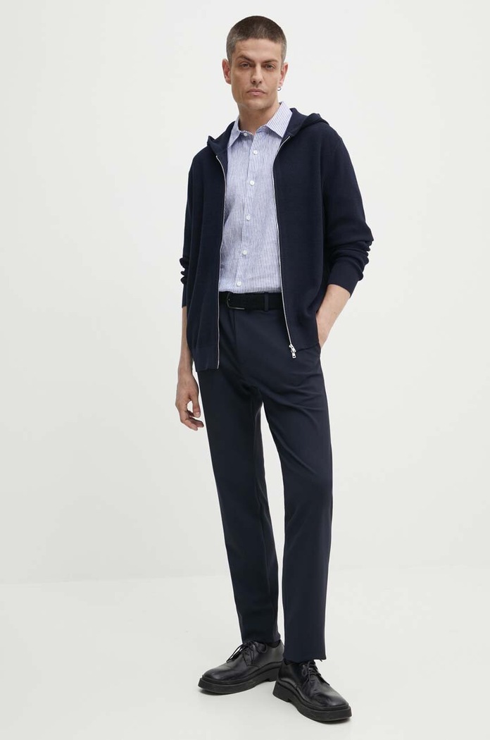 Lanena srajca Theory O0473502 modra AW24