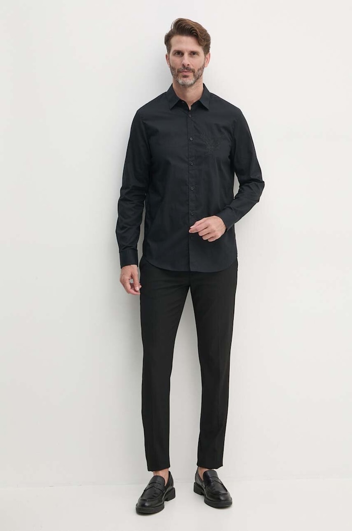 Oblečení Bavlněná košile Armani Exchange 6DZC10.ZNXLZ černá