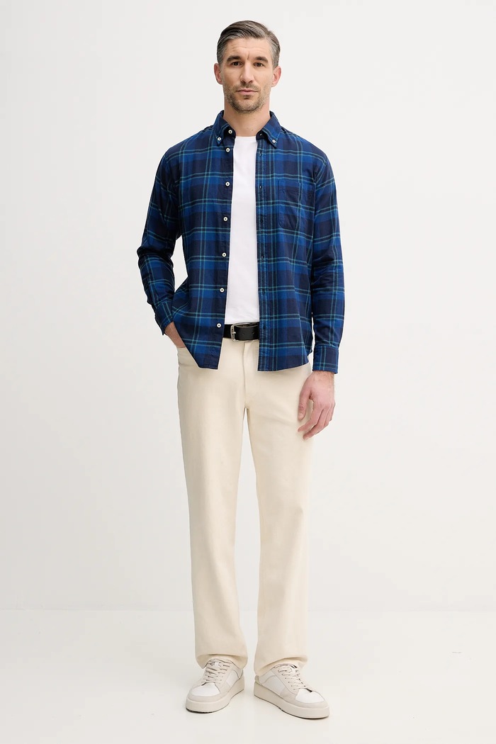 Βαμβακερό πουκάμισο United Colors of Benetton 5TCRUQ04W σκούρο μπλε AW25