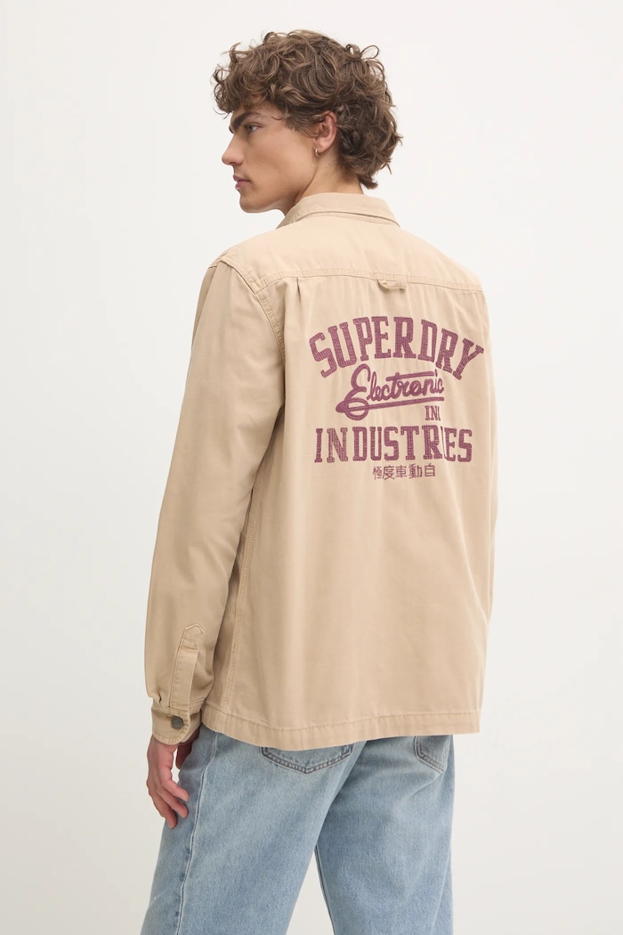 Oblačila Bombažna srajca Superdry M4010891A.5YE bež
