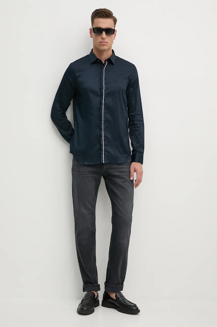 Armani Exchange koszula bawełniana 6DZC27.ZNZRZ granatowy AW24