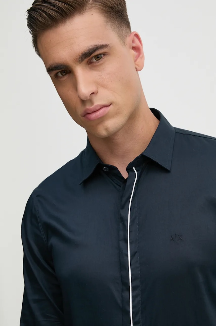 Armani Exchange koszula bawełniana granatowy 6DZC27.ZNZRZ