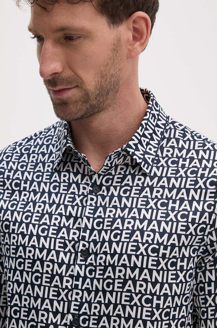 Bavlněná košile Armani Exchange námořnická modř 6DZC45.ZNZRZ