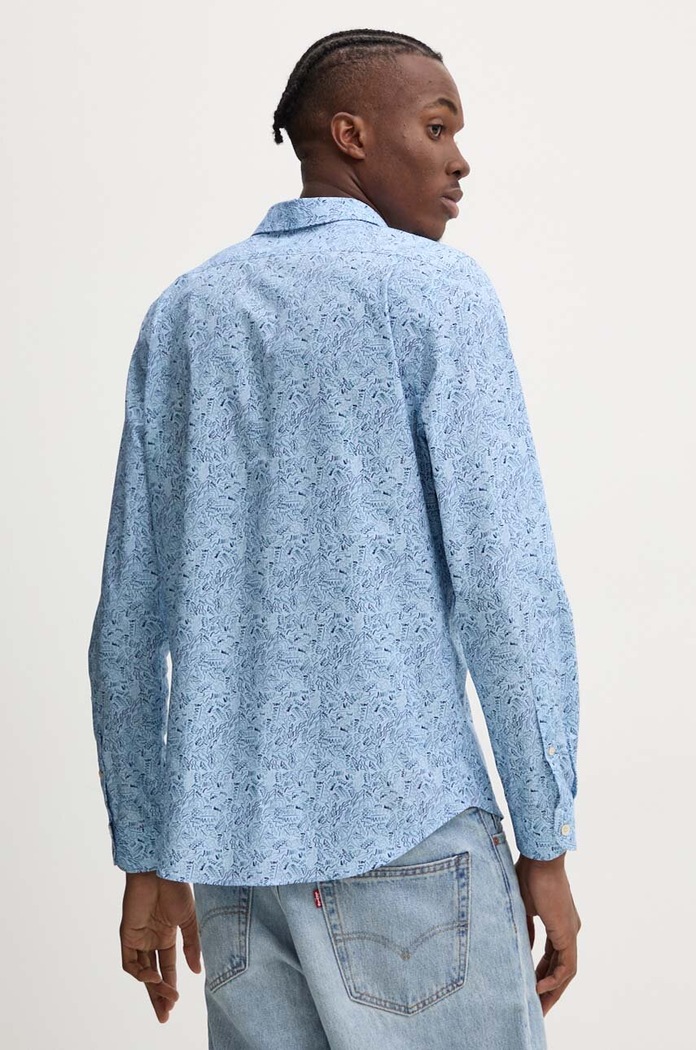 Îmbrăcăminte PS Paul Smith Camasa din bumbac M2R.149T.N22172 albastru