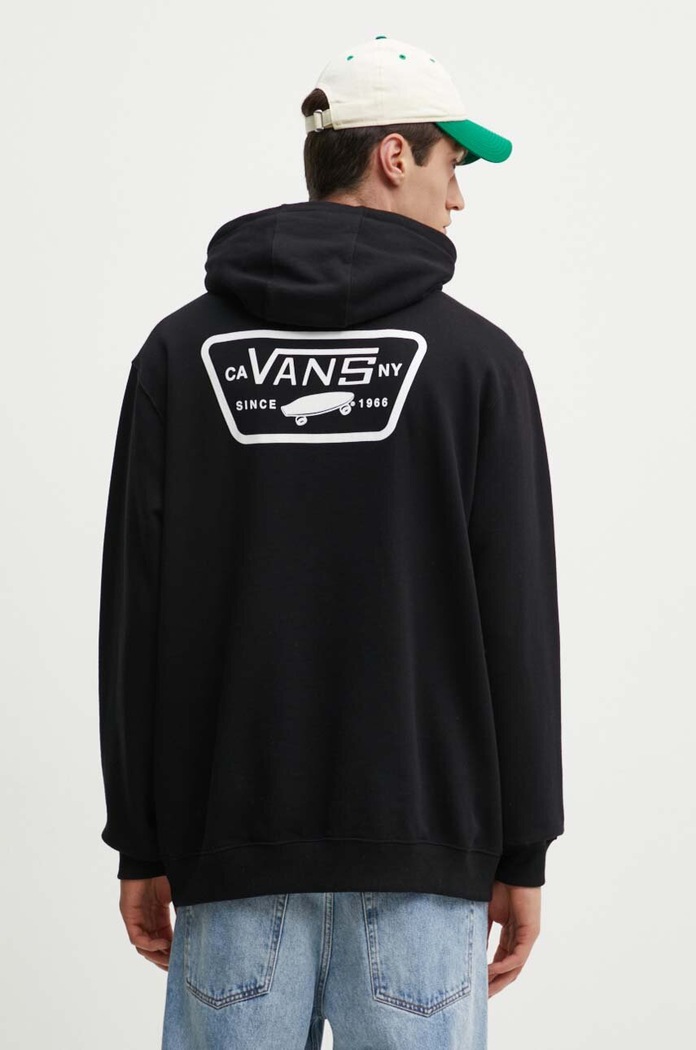 Bavlněná mikina Vans s kapucí černá VN000HNZBLK1