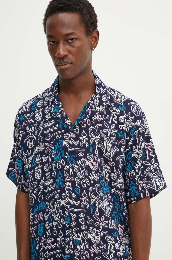 Desigual koszula bawełniana ALFREDO 24WMCW01 granatowy
