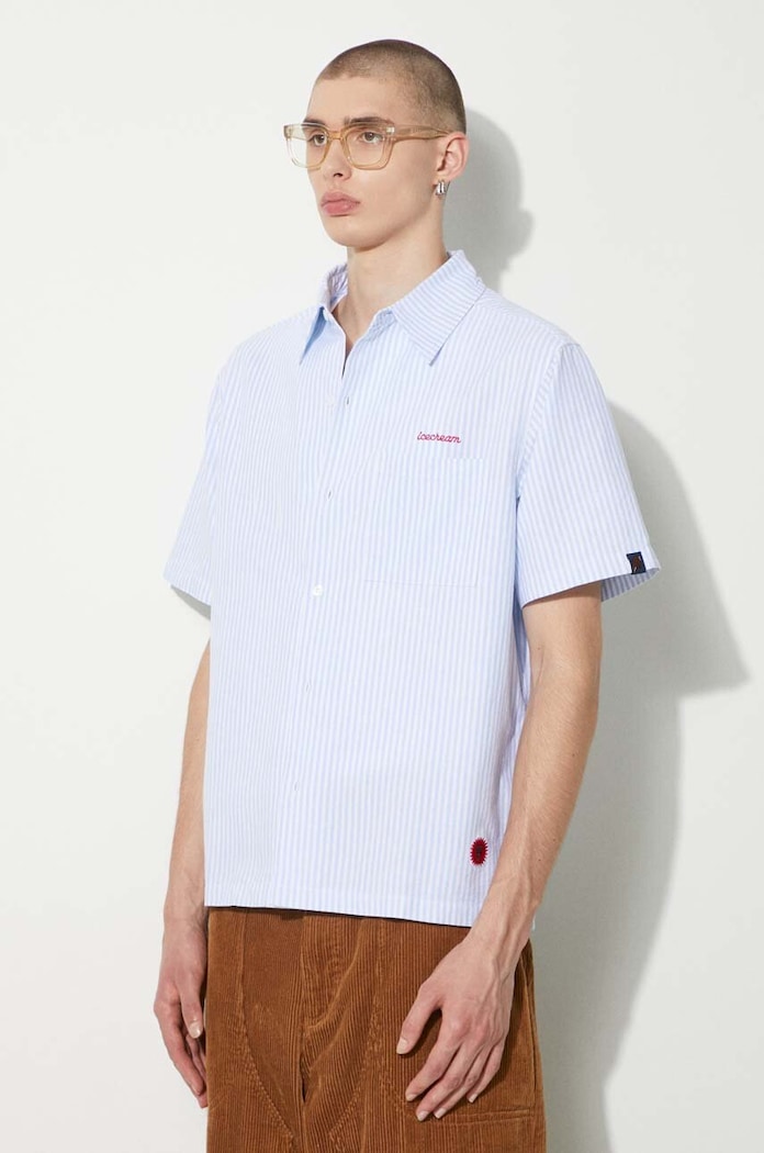 Bavlněná košile ICECREAM Diner Striped Shirt modrá IC24220