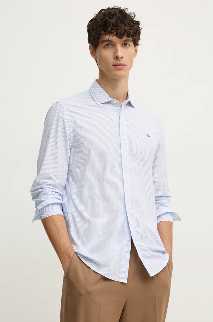Βαμβακερό πουκάμισο Pepe Jeans MARK μακρύ μπλε PM308716