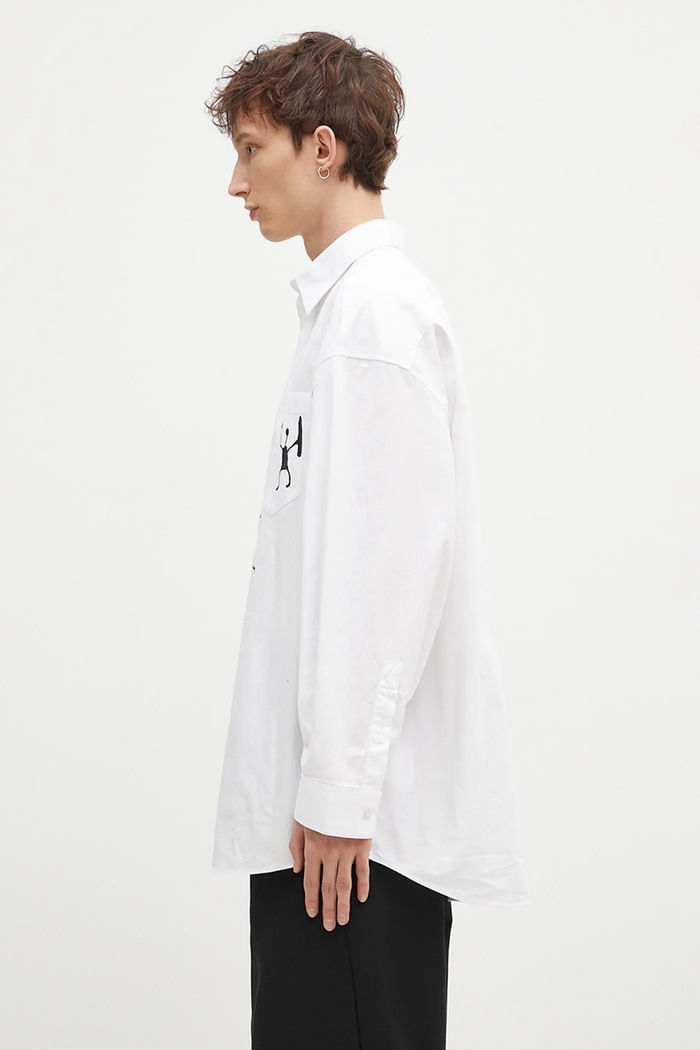 Памучна риза Wood Wood Rofus Oversized Print Shirt 12435315.1226 бял AW24