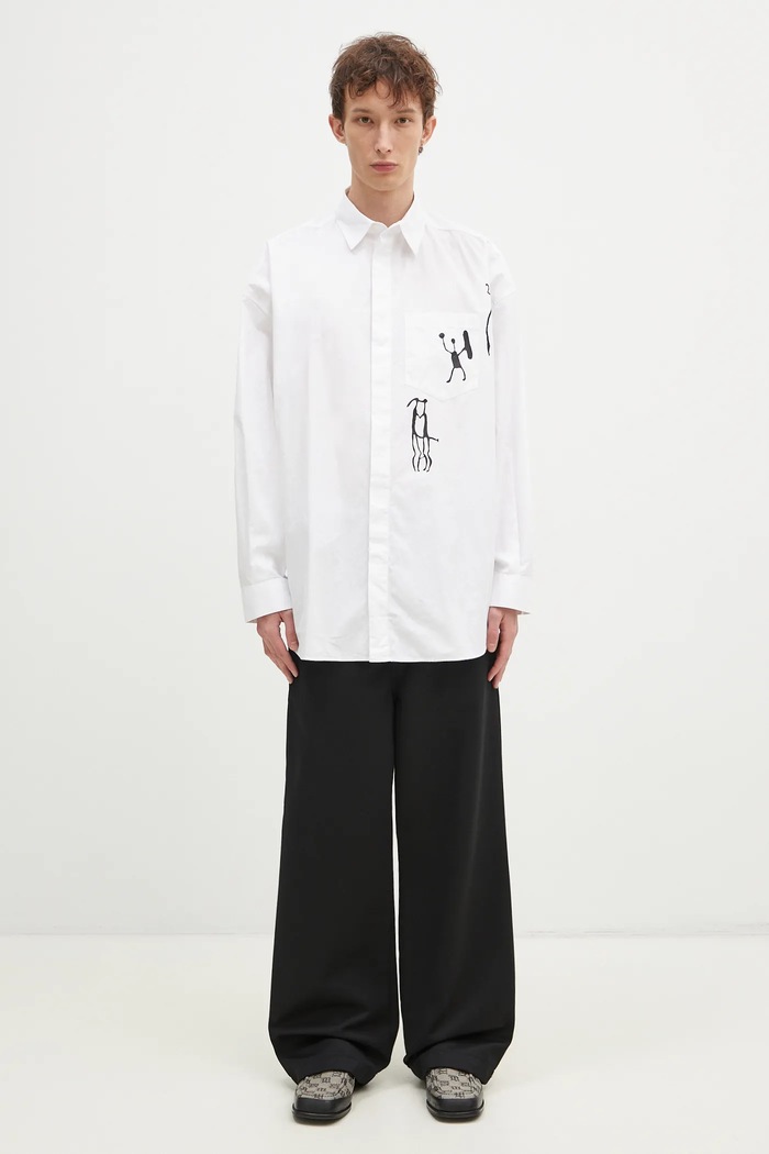 Памучна риза Wood Wood Rofus Oversized Print Shirt 12435315.1226 бял