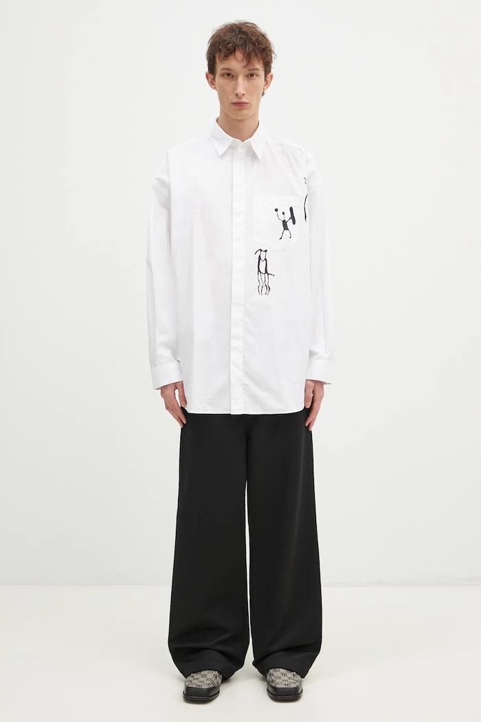 Памучна риза Wood Wood Rofus Oversized Print Shirt 12435315.1226 бял