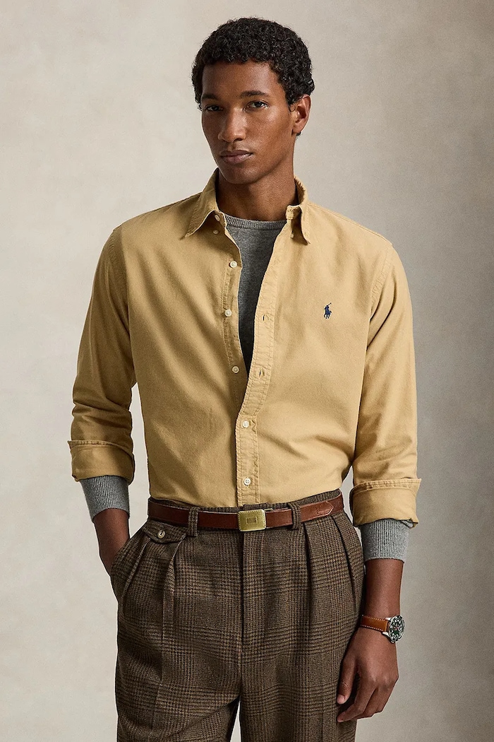 Polo Ralph Lauren Košile pánská bavlněná béžová 710805564