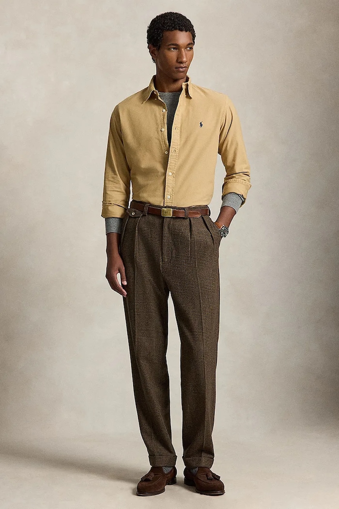 Oblečení Polo Ralph Lauren Košile pánská bavlněná 710805564 béžová