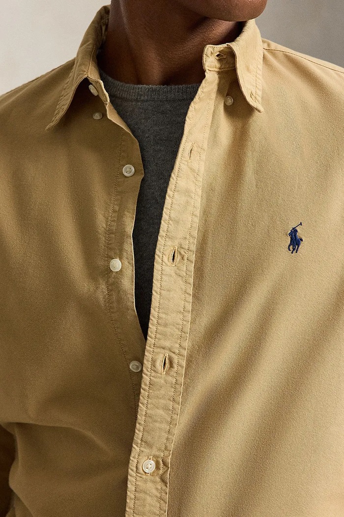 Polo Ralph Lauren Koszula męska bawełniana 710805564 beżowy SS26