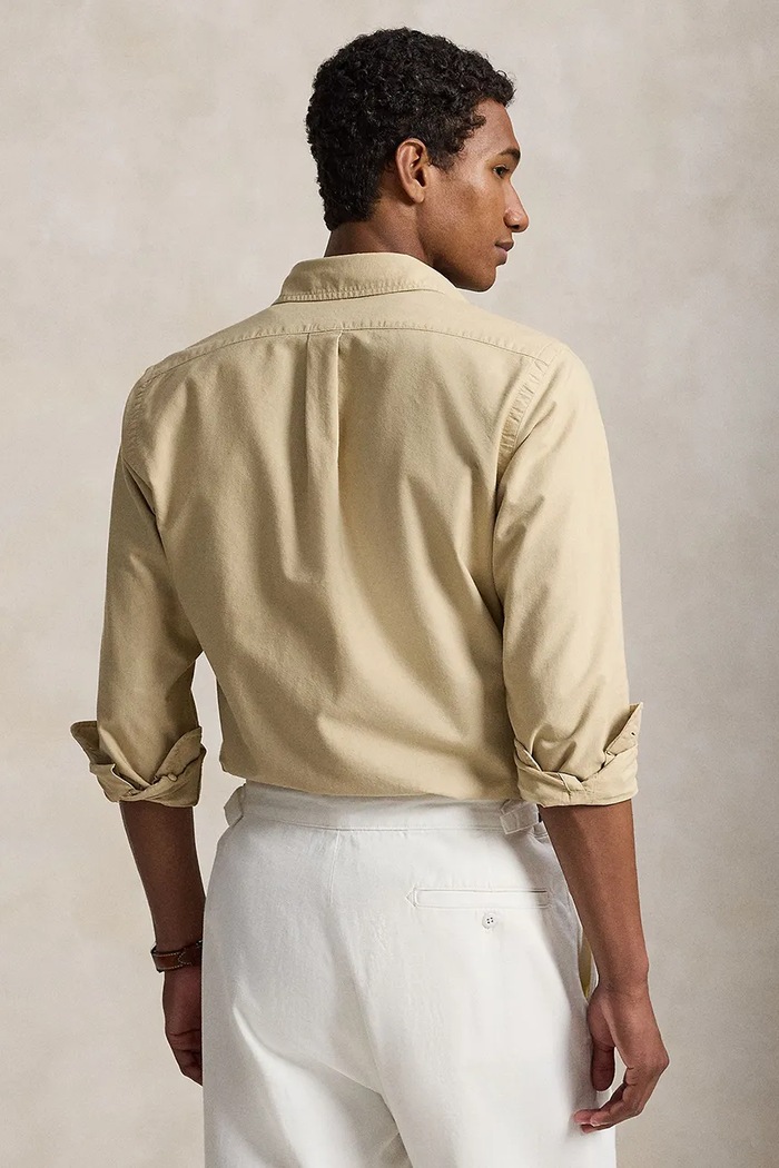 Polo Ralph Lauren πουκάμισο ανδρικό βαμβακερό 710805564 μπεζ SS26